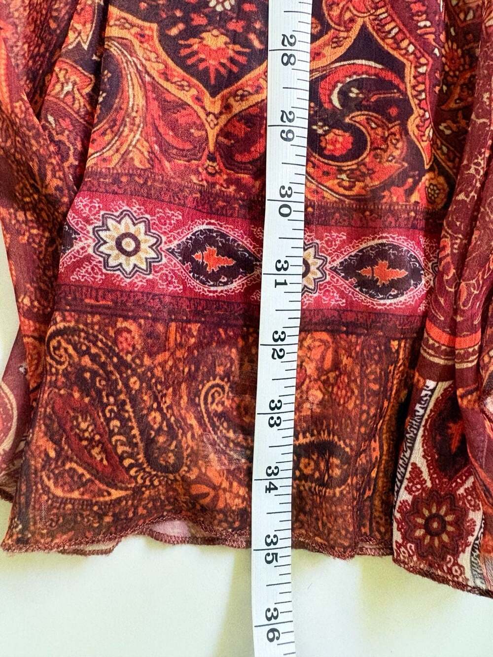 Free People Panel Boho Paisley Printed Asymmetrical Midi Skirt Size Medium - Picture 5 of 8